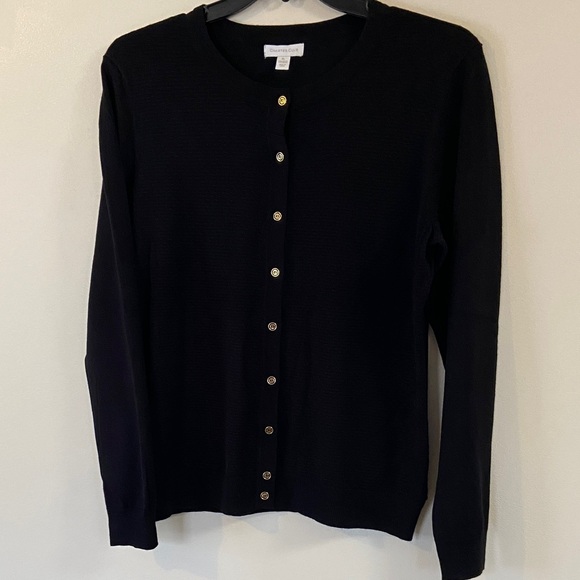 Charter Club Black Textured Sweater with Gold Buttons Great Condition Size XL - Picture 1 of 7